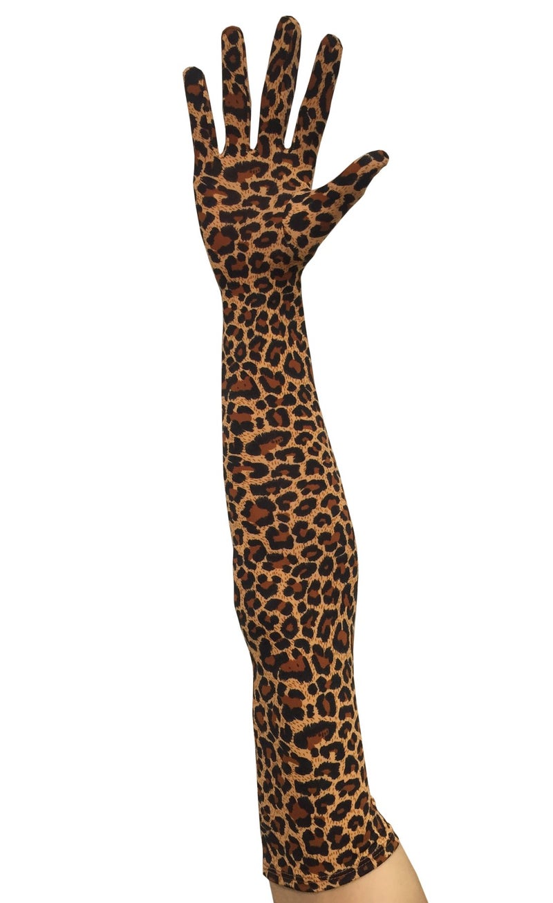 Seeksmile Classic Adult Size 22" Length Spandex Gloves Past Elbow Cosplay Costume Glove (Free Size, Leopard)
